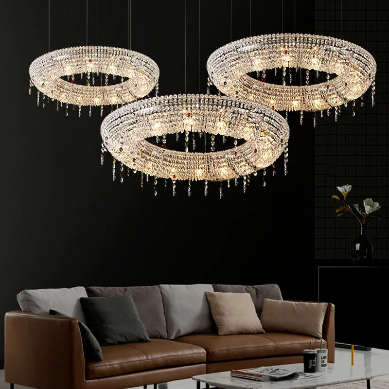 Afralia™ Oval LED Crystal Chandelier for Modern Living Dining Room Decor