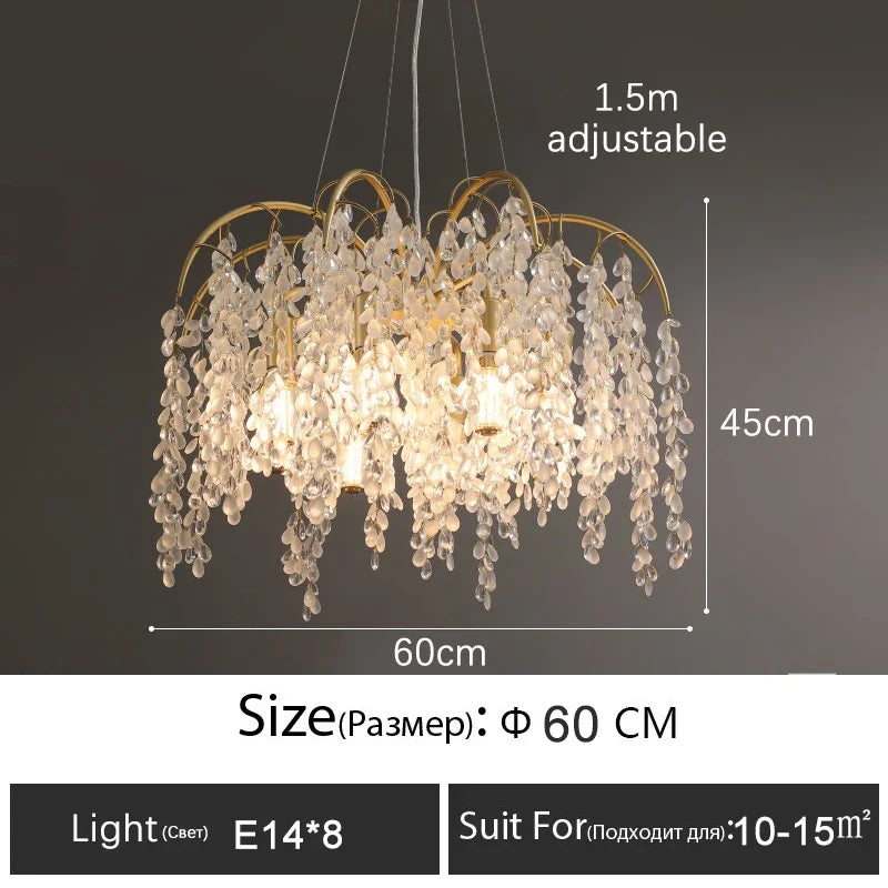 Afralia™ Modern Luxury Crystal Chandelier Golden Gloss LED Ceiling Lamp