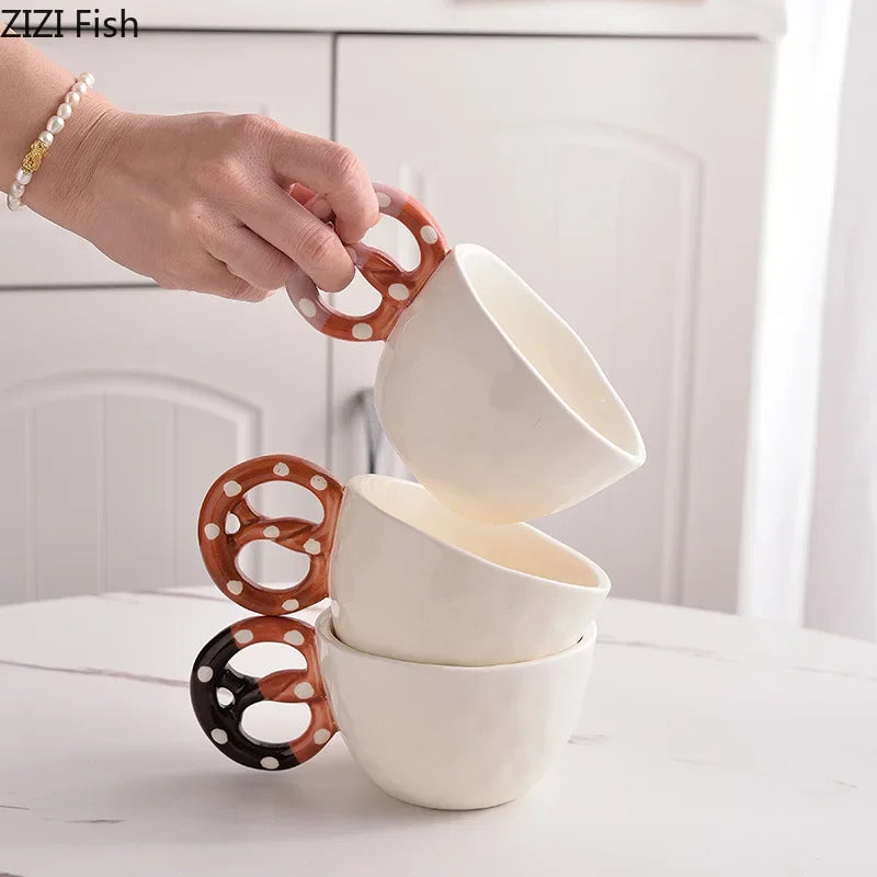 Afralia™ Alkali Water Biscuit Mug Set - Ceramic Tea & Coffee Cup for Dining Table