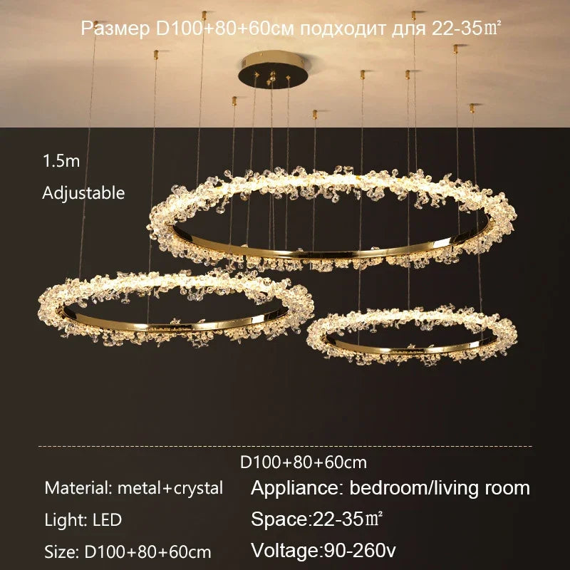 Afralia™ Crystal Pendant Chandelier: Modern Luxury Dimmable LED Ring Light for Home and Restaurant