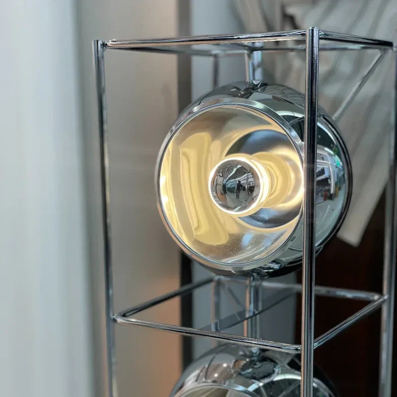 Afralia™ Spherical Metal Floor Lamp with Shelves: Modern Chrome Atmosphere Lighting for Home