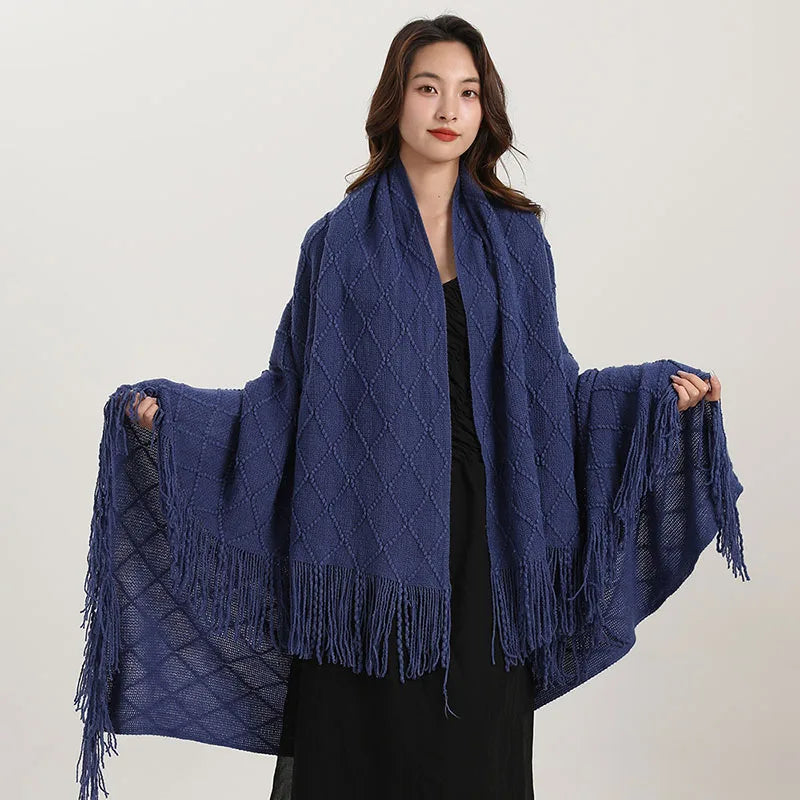Afralia™ Knitted Diamond Blanket: Versatile Solid Shawl for Home, Office, Travel