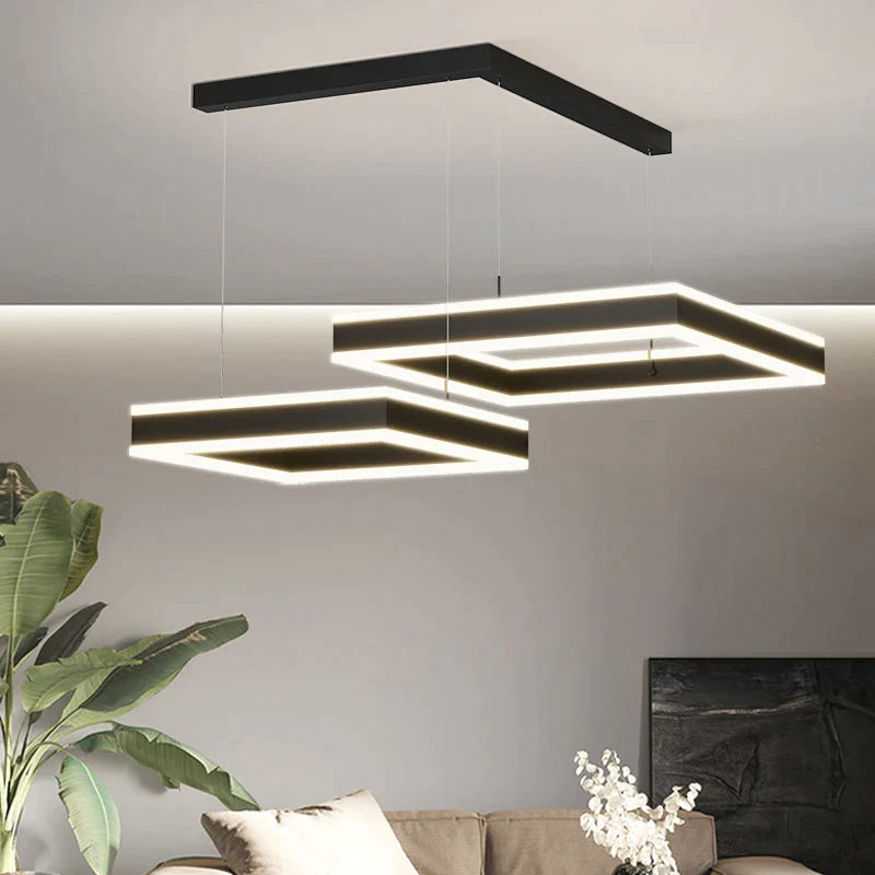 Afralia™ Smart Square Up Down Lighting Chandelier for Modern Living Room, Dining Room & Bedroom