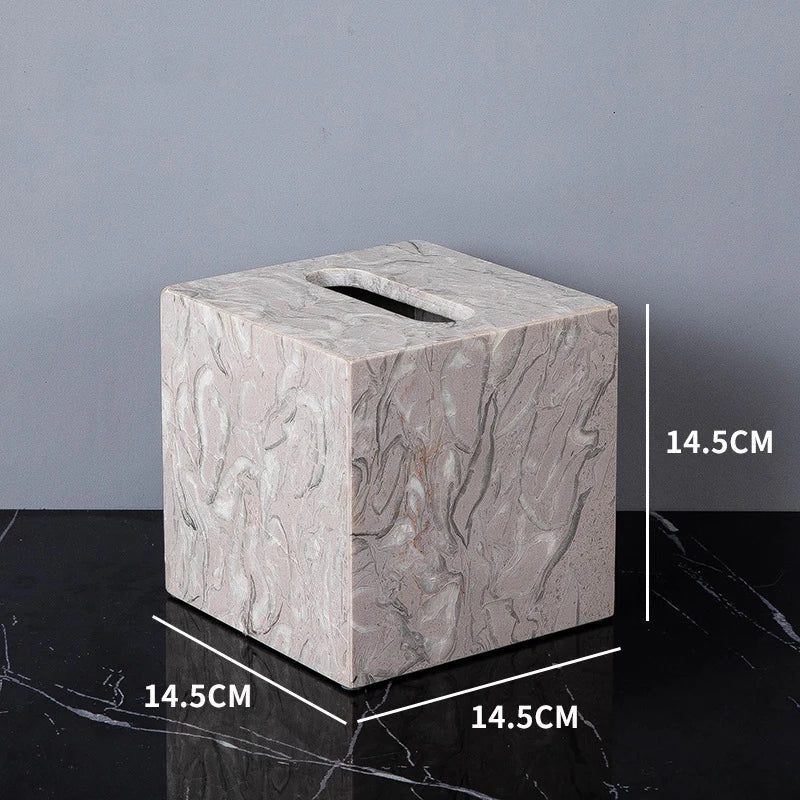 Afralia™ Marble Napkin Tissue Box Holder | Luxury Bathroom Accessories Set