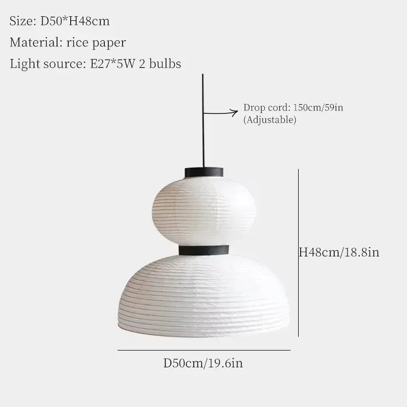 Afralia™ Rice Paper Pendant Chandelier for Living Room, Dining Room, Kitchen