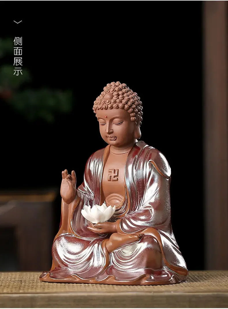Afralia™ Ceramic Sakyamuni Buddha Statue 24cm - Chinese Style Decorative Ornament