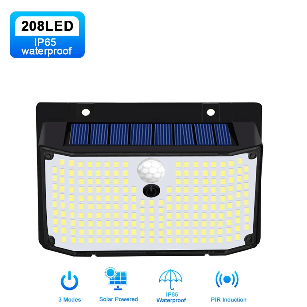 Afralia™ Solar Outdoor Security Wall Lights 3 Mode Waterproof Motion Sensor Garden Lamp