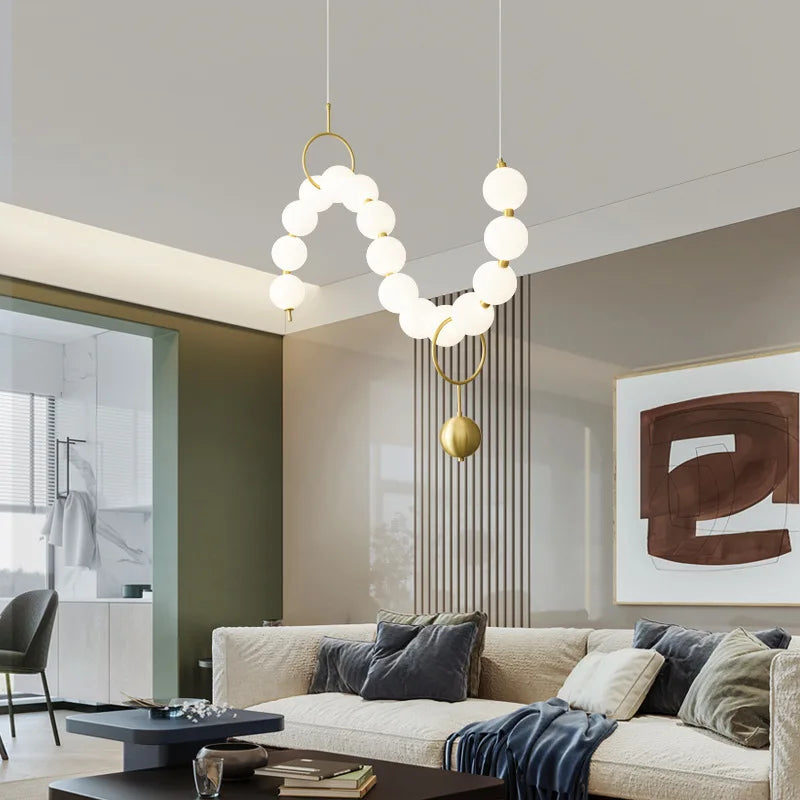 Afralia™ White Acrylic Ball Chandelier: Elegant Lighting for Bedroom, Living Room, Dining Area