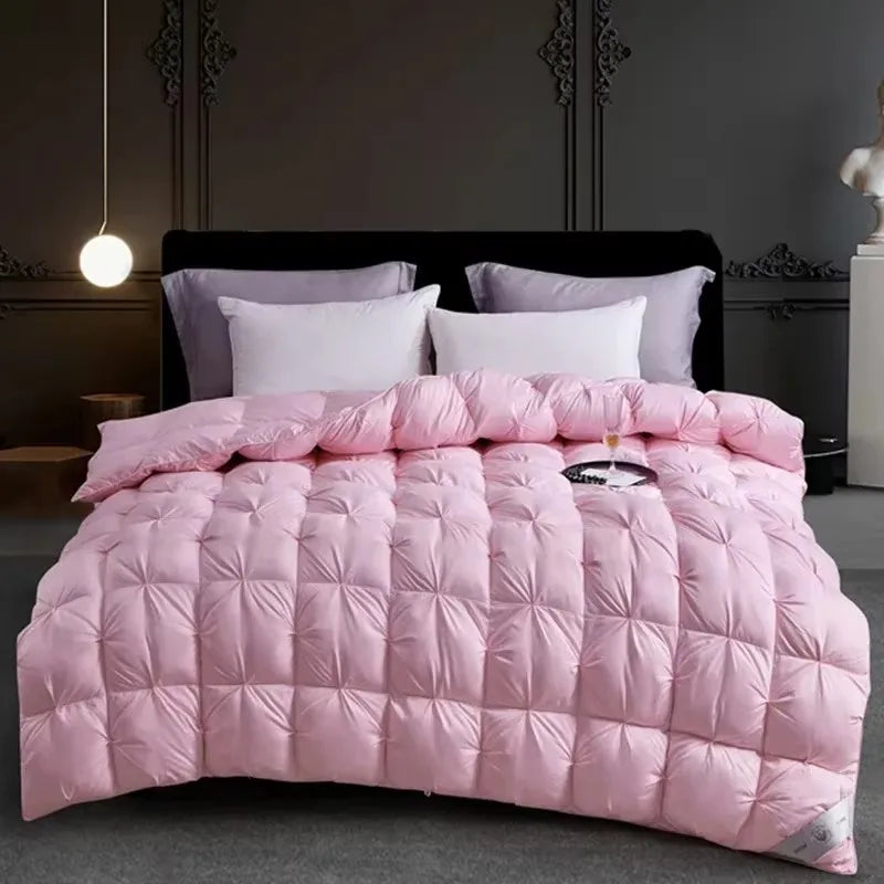 Afralia™ Luxury White Goose Down Quilt for Queen King Bed Warm Cozy Lightweight Comforter