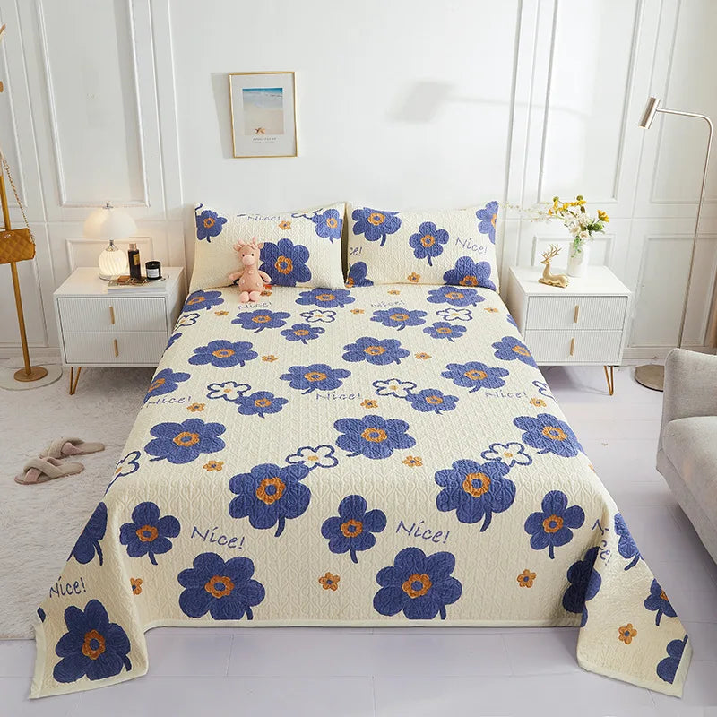 Afralia™ Cotton Double Bedspread Set with Floral Design for Healthy Home Bed Decor