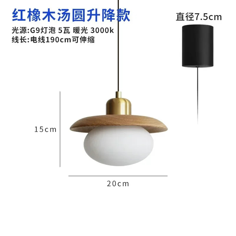 Afralia™ Vintage Black/Walnut Wood Copper Pendant Lights LED E27 Hanging Lamp