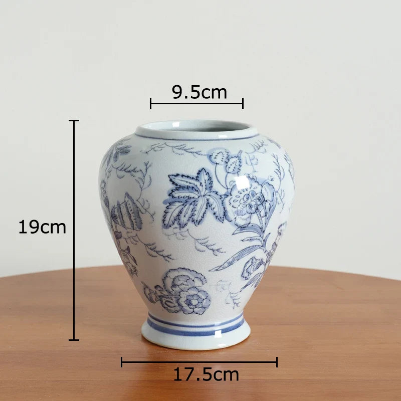 Afralia™ Blue & White Porcelain Vase Pot for Stylish Room Aesthetic Decor & Flowers