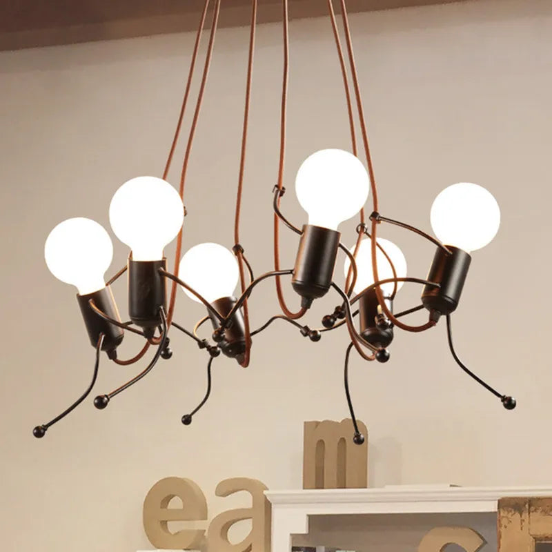 Afralia™ Iron Man Chandelier: Modern Creative Art Climber for Aisle, Corridor, Children's Room, Bedroom