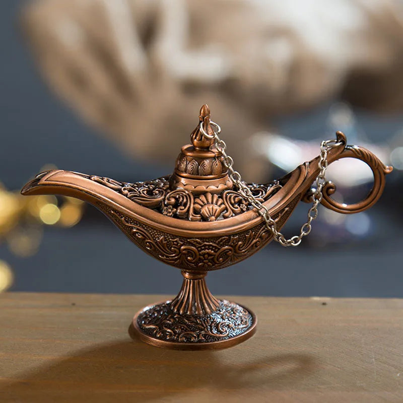 Afralia™ Vintage Aladdin Genie Lamp Incense Burner Retro Home Decor Gift
