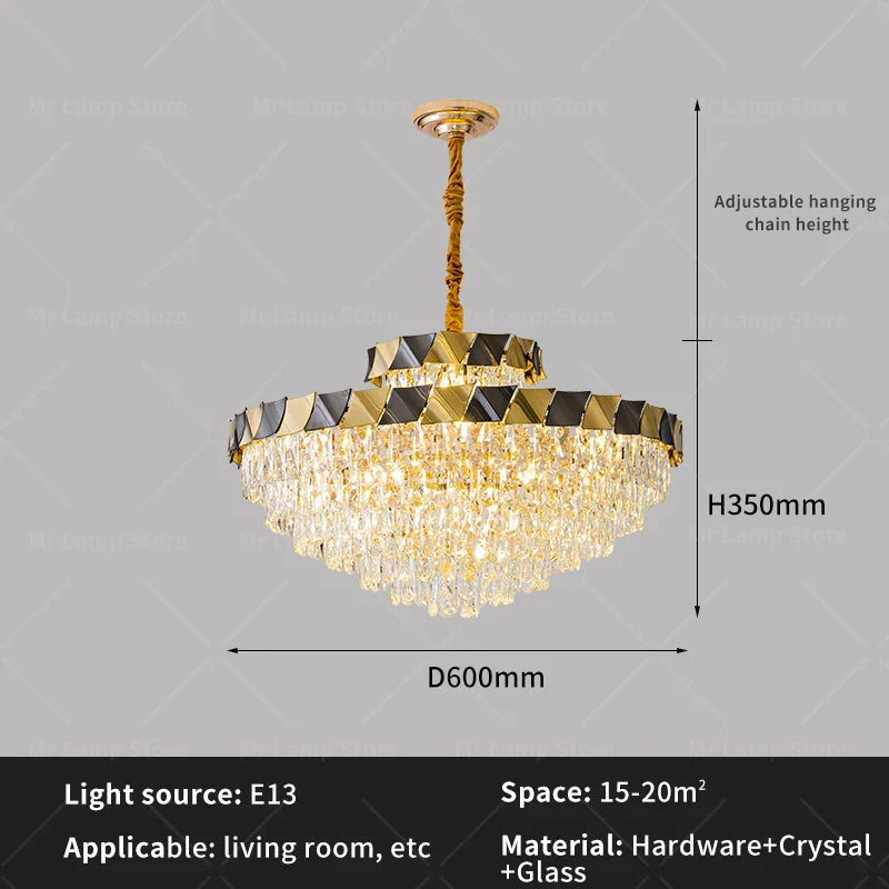 Afralia™ Modern Crystal Chandelier for Living Room Dining Bedroom LED Lighting