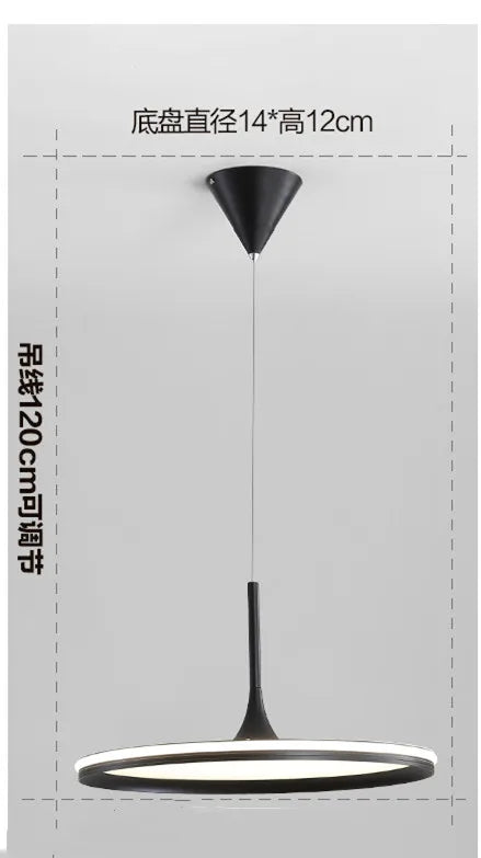 Afralia™ Modern Dimmable Round Pendant Lights - Gold Black Chandelier for Home Decor