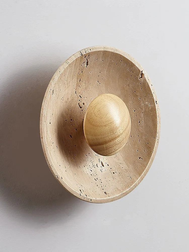 Retro Stone Round Wall Lamp in Japanese Cream Style for Bedroom, Living Room by Afralia™