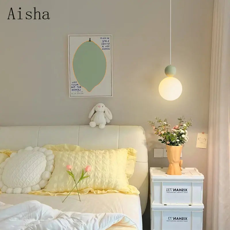 Nordic Cream Hanging Light for Children's Bedroom by Afralia™