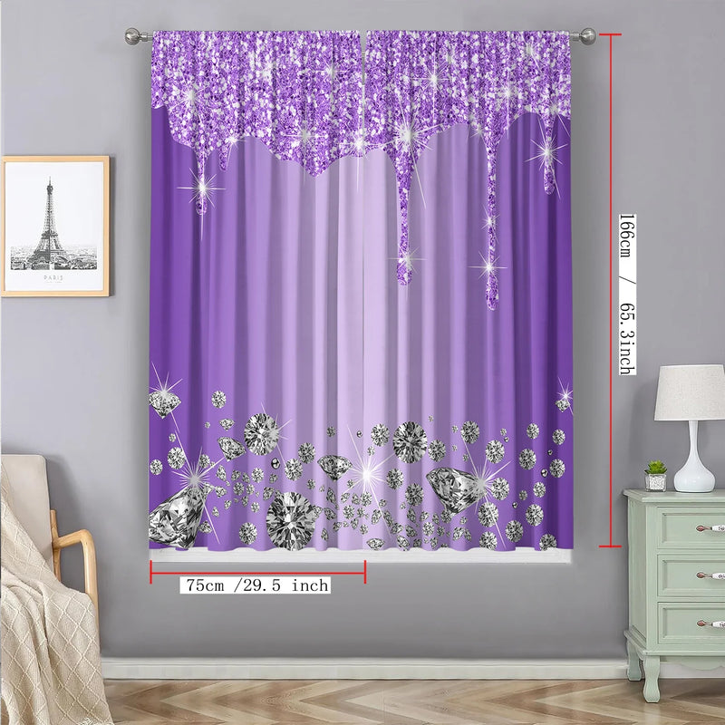 Afralia™ Solid Diamond Rod Pocket Curtains for Home Decoration