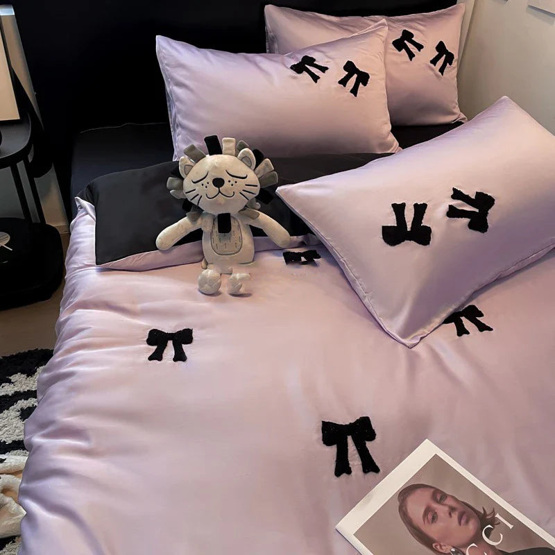 Afralia™ Butterfly Embroidered Ice Silk Bedding Sets - Cooling Duvet Cover Kit