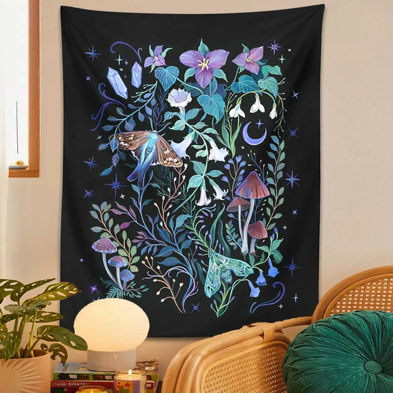 Afralia™ Psychedelic Mushroom Flower Wall Tapestry Forest Tapestries for Home Decor