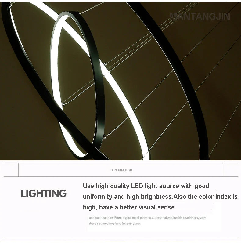 Afralia™ Circle Rings LED Pendant Lamp, Modern Fashion Light for Living Room & Dining Room