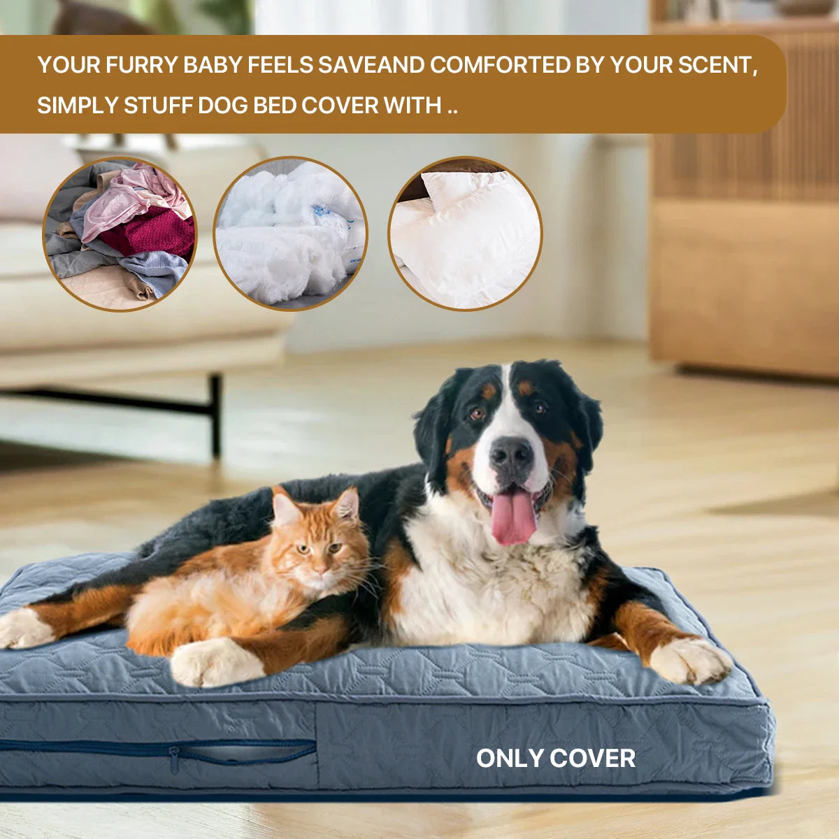 Afralia™ Orthopedic Large Dog Bed with Washable Cover, Foam Pet Mat, Quilted Dog Crate Bed