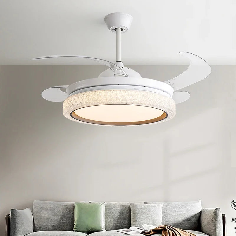 Afralia™ 42/48inch Invisible Chandelier Ceiling Fan with LED Light in Multiple Colors