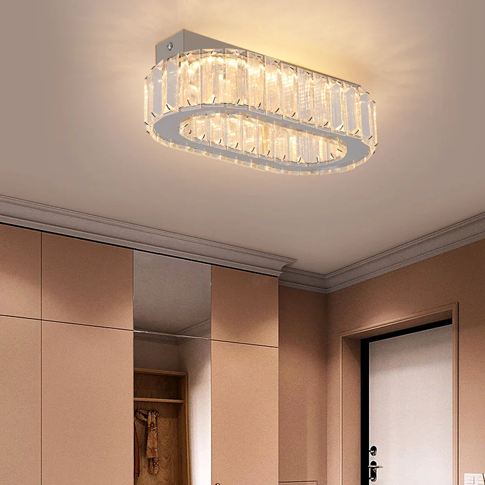 Afralia™ Modern Crystal Oval LED Ceiling Chandelier for Living Room, Dining Room, Bedroom