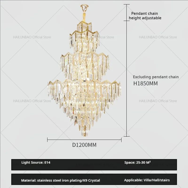 Afralia™ Crystal Chandelier | Modern Luxury Duplex Building Chandelier for Villa and Hotel