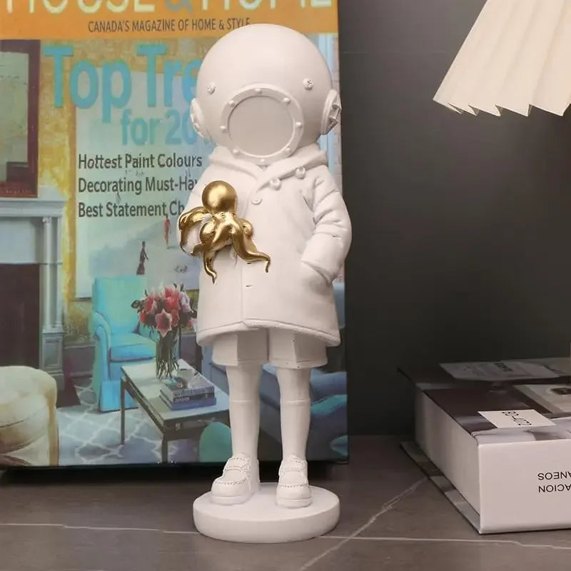 Afralia™ Deepsea Diver Sculpture Banksy Collectible Toy Resin Figurine Home Decor