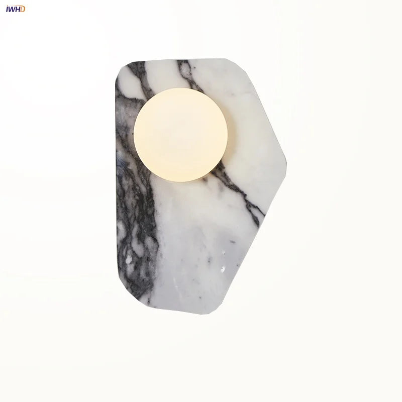 Afralia™ Nordic LED Wall Light White Glass Stone Bedside Lamp