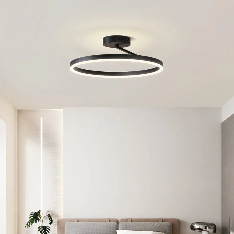 Afralia™ Minimalist Nordic LED Ceiling Chandelier in White/Black Aluminium