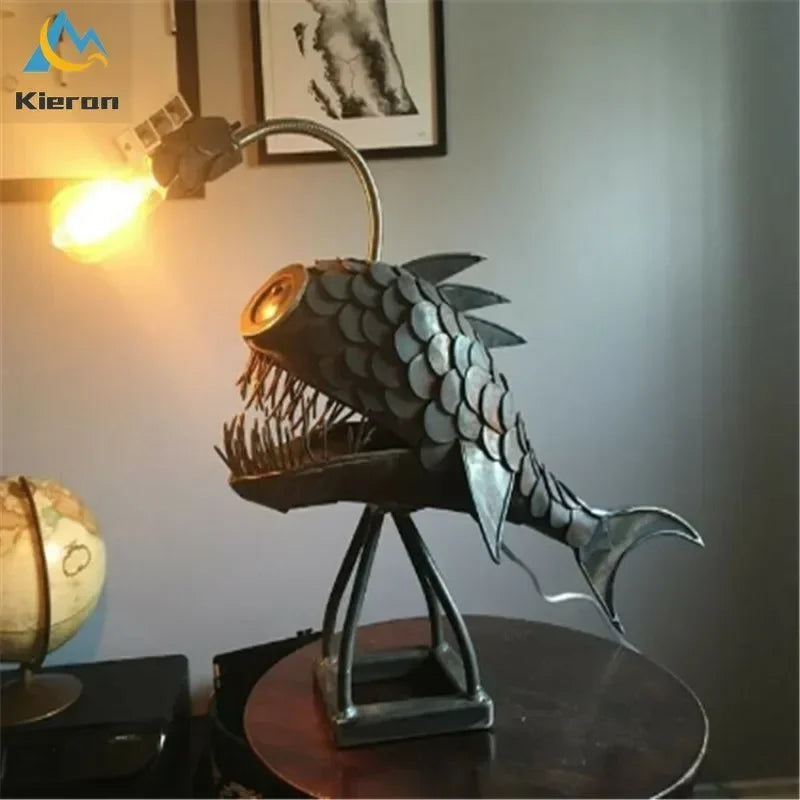 Afralia™ Lantern Fish LED Table Lamp for Bedroom, Study, and Living Room Decor