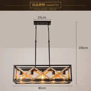 Afralia™ 6-Head Industrial Style Pendant Lamp - Retro Solid Wood Iron Table Light