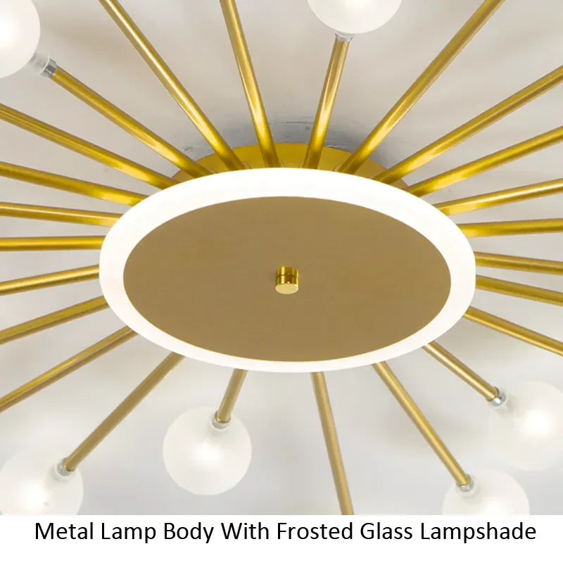 Afralia™ Glass Ceiling Chandelier LED Light Fixture for Living Room Bedroom Kitchen Lighting