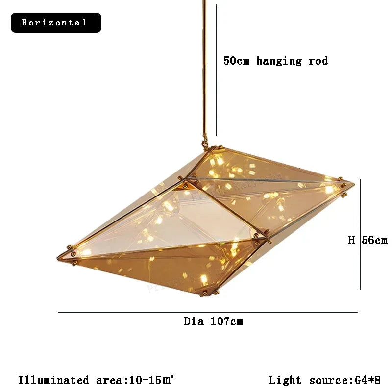 Afralia™ Angular Diamond Glass Chandelier Ceiling Light for Home Decor