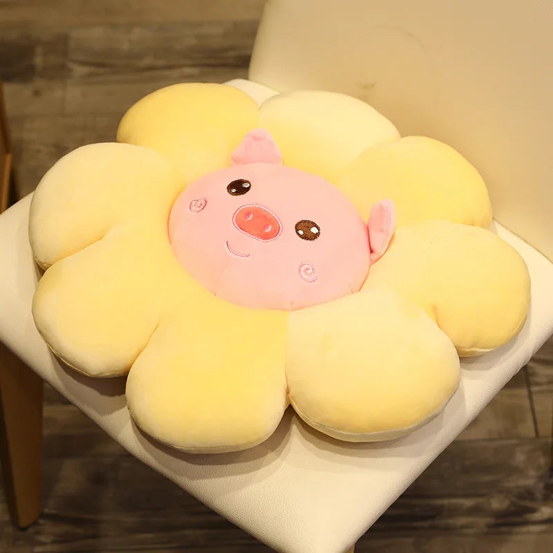 Afralia™ Sun Flower Plush Chair Cushion - Soft Cartoon Throw Pillow