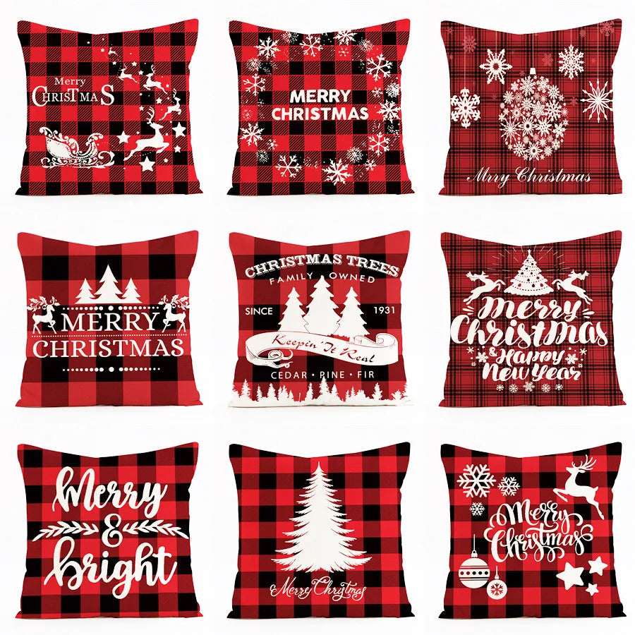 Afralia™ Christmas Linen Cushion Cover 45x45cm Sofa Home Party Decor