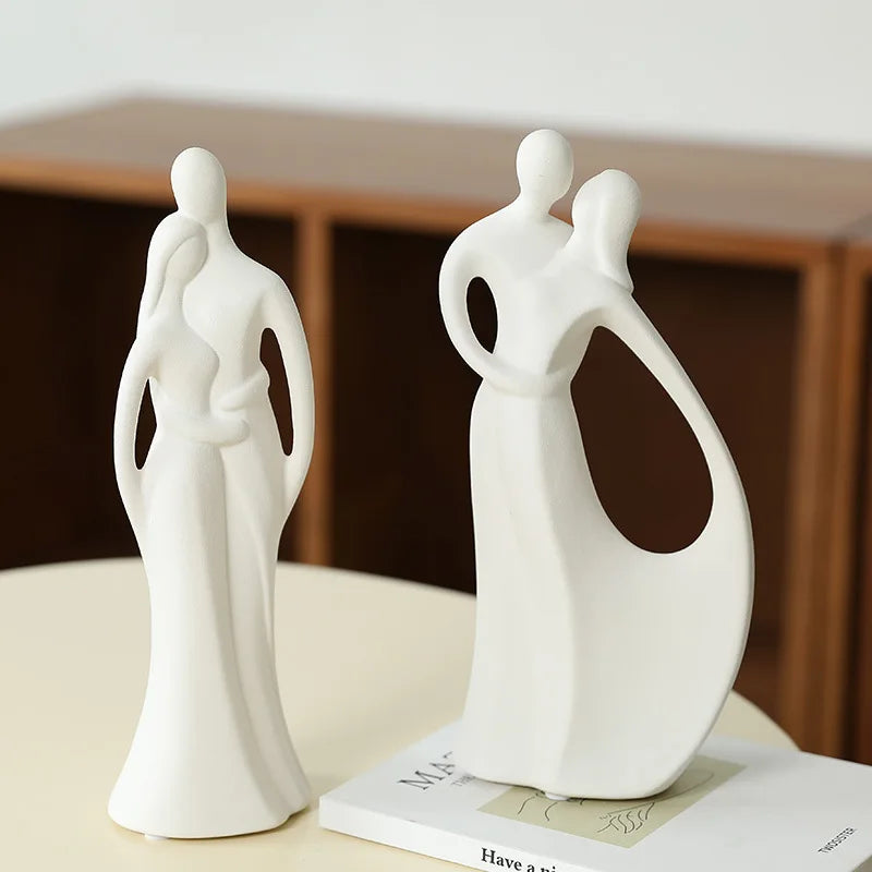 Nordic Ceramic Couple Sculpture by Afralia™: Modern Pop Art Home Decor & Wedding Gift