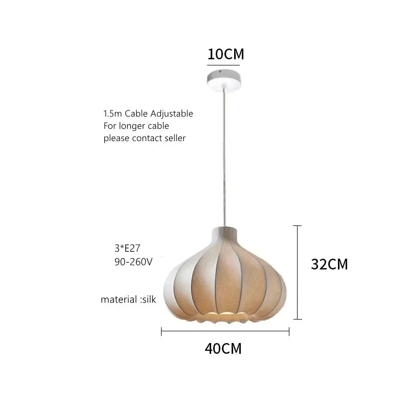 Afralia™ Silk Cocoon Pendant Light for Living Room Bedroom Dining Decor