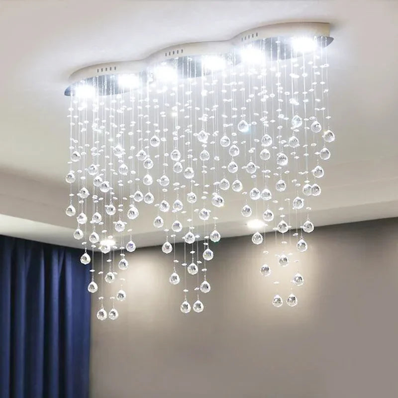 Modern Crystal Chandelier Dining Room LED Hanging Lamp Luxury Indoor Lighting by Afralia™