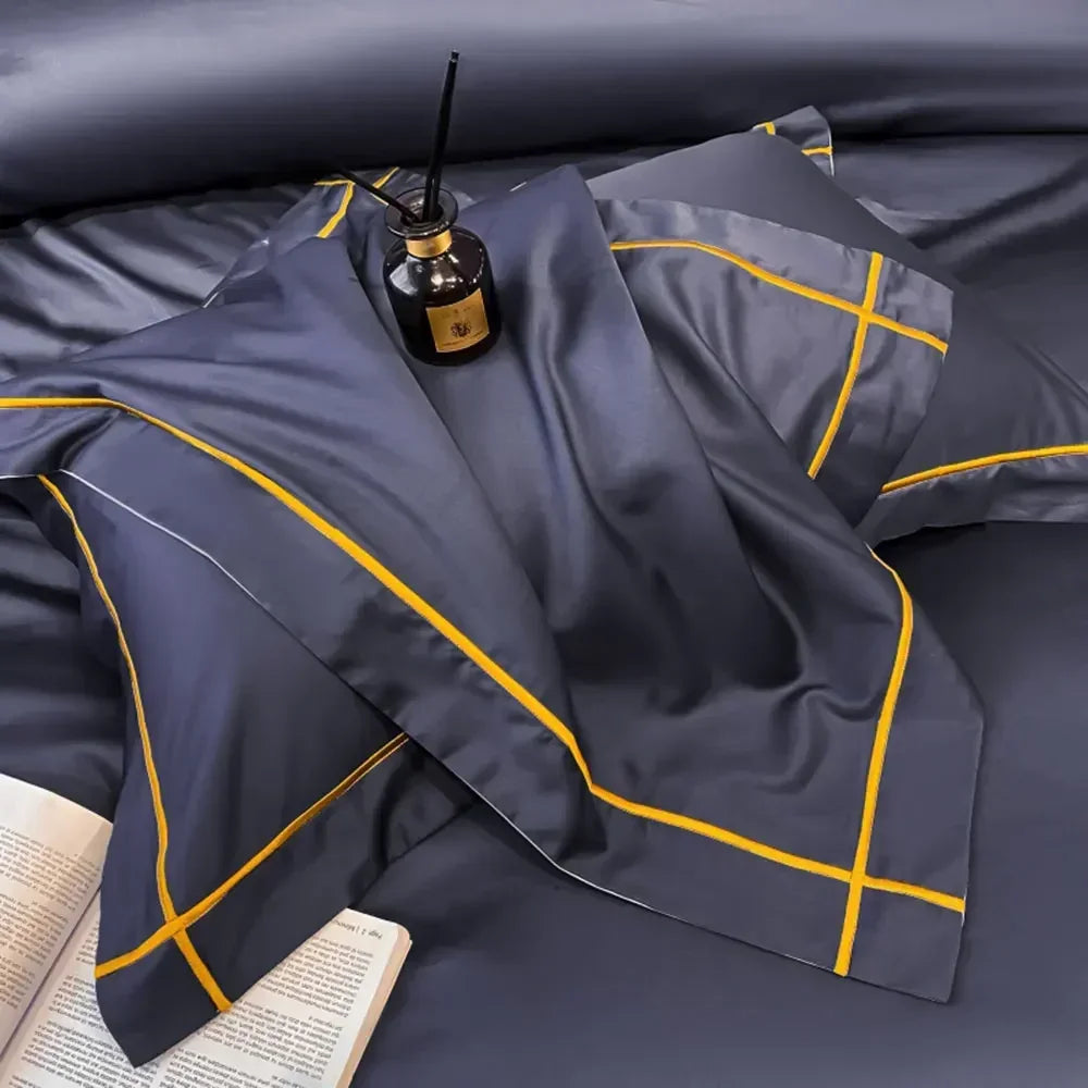 Afralia™ Silky Egyptian Cotton Embroidered Bedding Set for Queen & King Beds