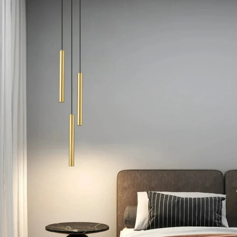 Afralia™ Modern Copper LED Chandelier: Bedroom Dining Room Parlor Hotel Black Gold Hanging Lamp