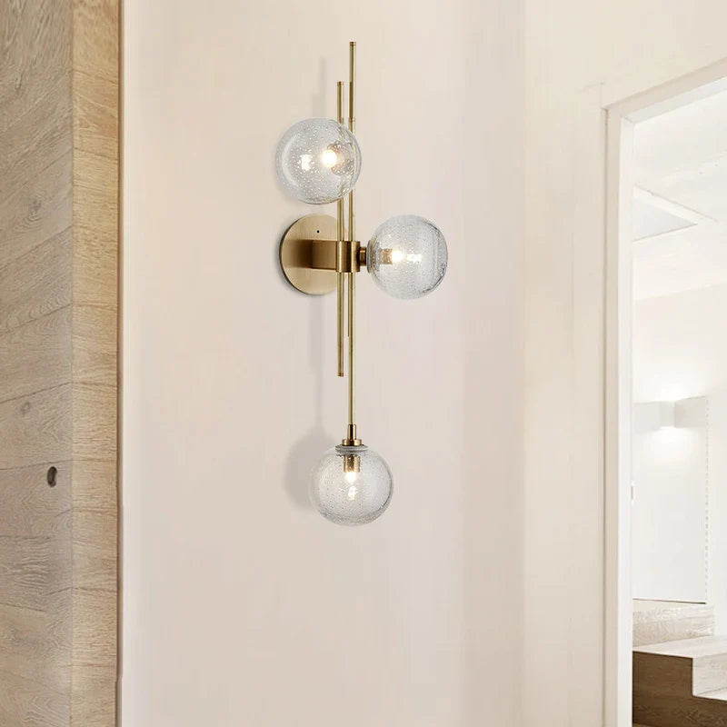 Afralia™ Modern Glass Ball Wall Lamp for Living Room, Study, Bedside, Loft, Bathroom