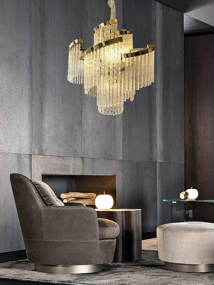 Afralia™ Icicle Glass Chandelier: Handmade Luxury Indoor Hanging Lamps for Living Room