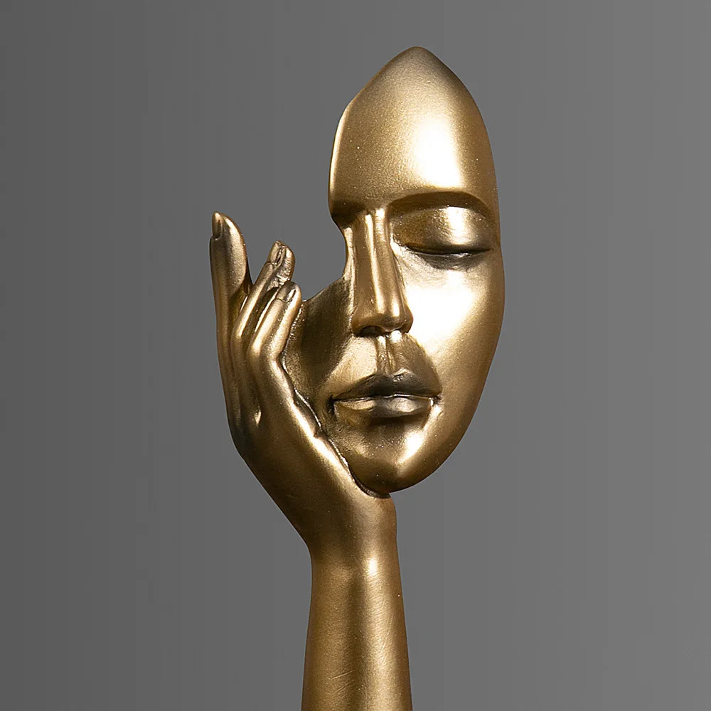 Afralia™ Resin Abstract Mask Statues Mini Figurines for Home Office Decor
