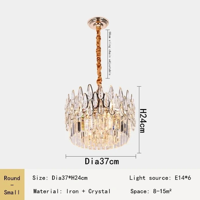 Afralia™ Water Drop Crystal Chandelier Wrought Iron Pendant Lamp Home Decor Lustre Hanglamp