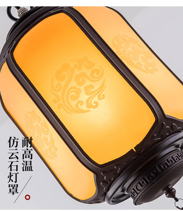 Afralia™ Outdoor Small LED Lantern Chandelier | Waterproof Chinese Style Park Villa Décor