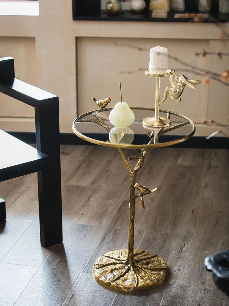 Afralia™ Brass Bird Side Table - Luxury Living Room Sofa Table for Creative Home Decor